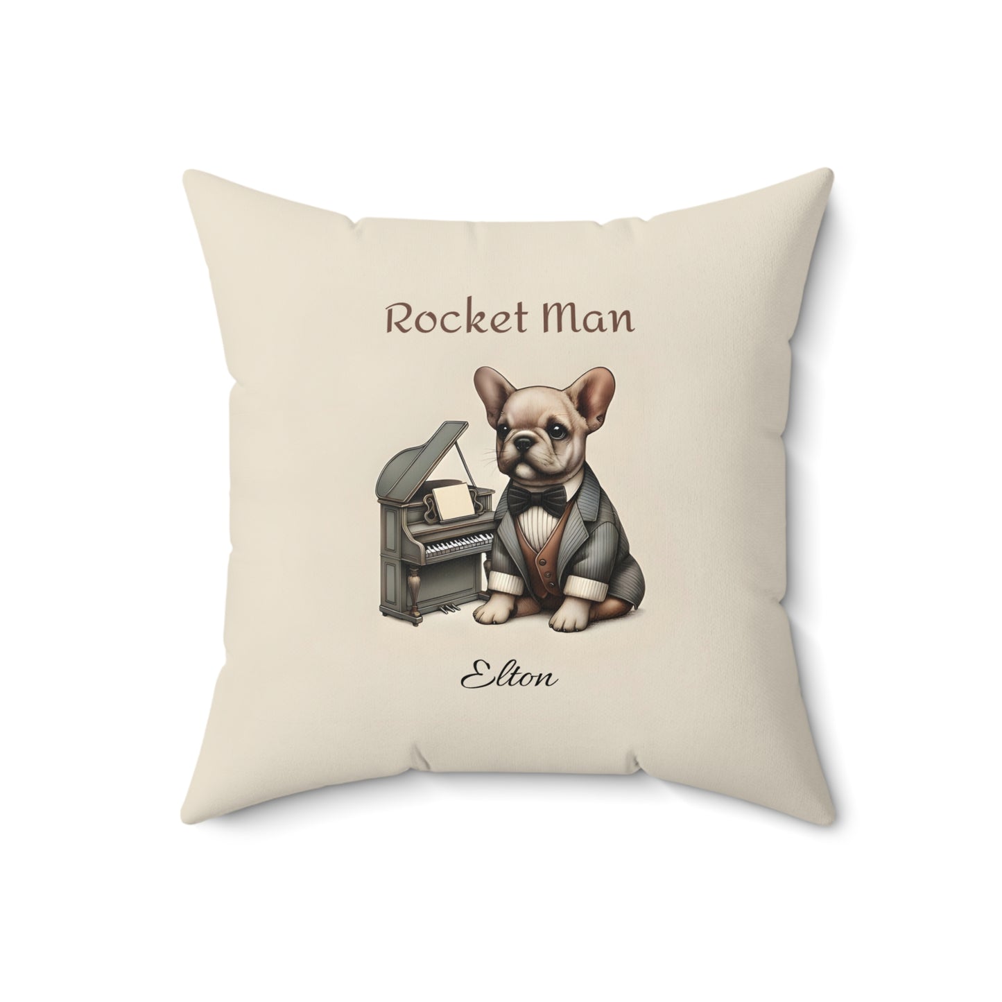 Rocket Man French Bulldog Pianist Pillow