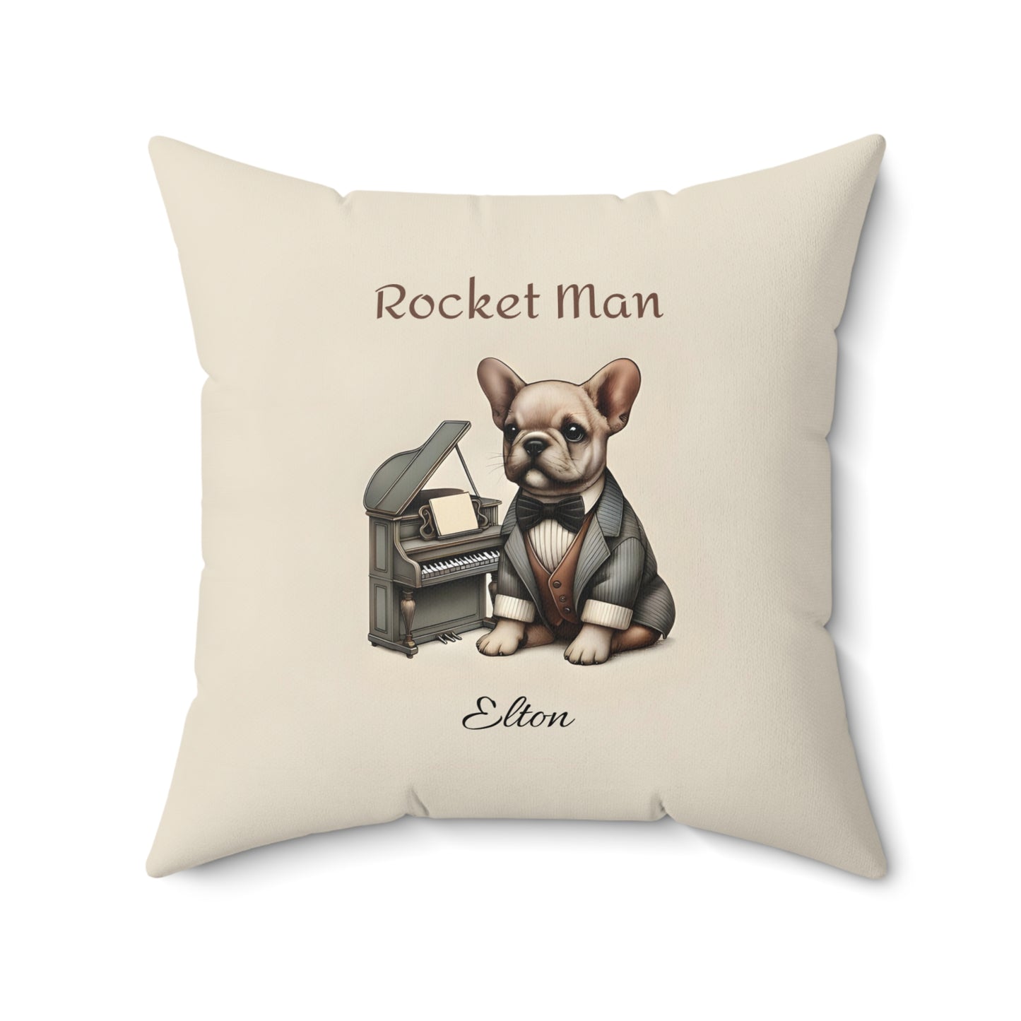 Rocket Man French Bulldog Pianist Pillow