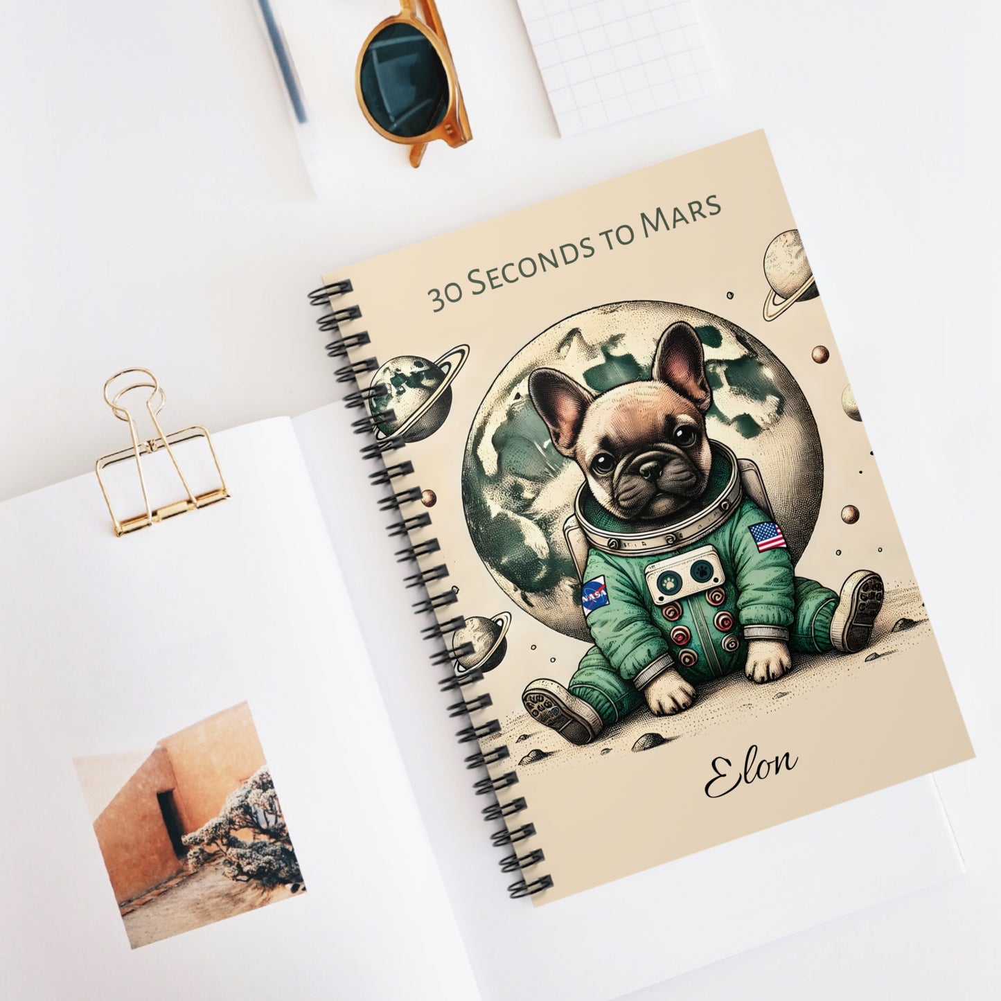 Astronaut French Bulldog Spiral Notebook