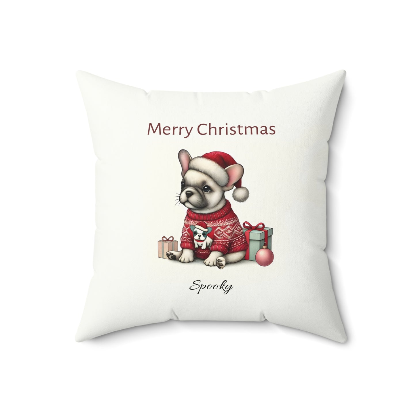 Merry Christmas French Bulldog Pillow